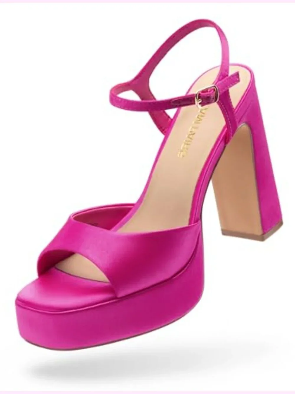 Square Toe Chunky Platform Heels Ankle Strap Sandals 4.5